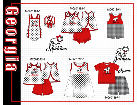 PO80 Red Georgia bulldog appique monogram embroidery collection