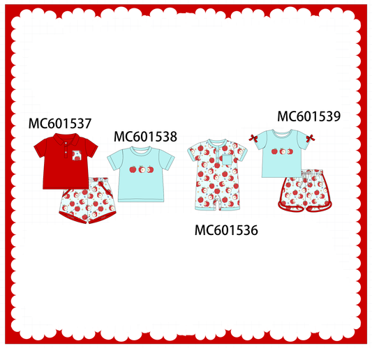 PO80 Red back to school apple print denim collection 1