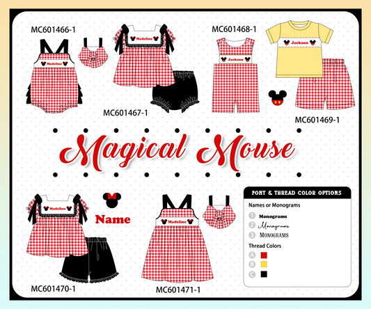 PO80 Red character monogram embroidery gingham collection