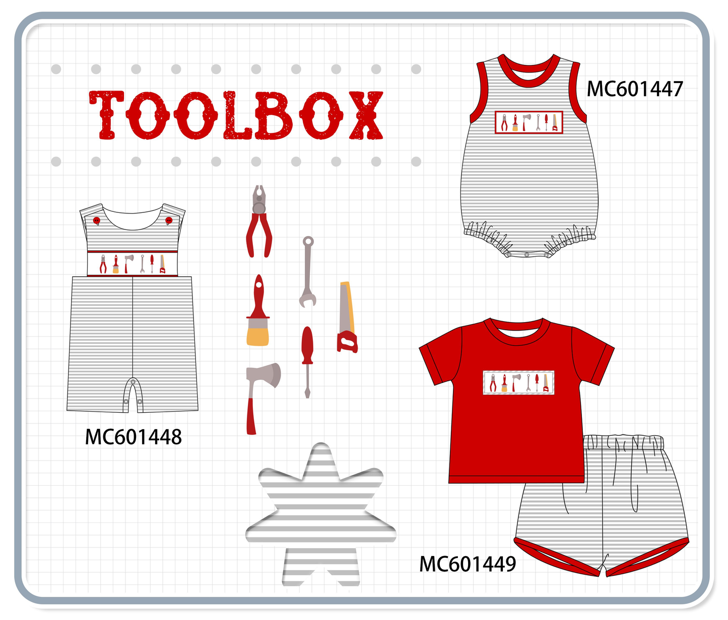 PO80 Red toolbox embroidery stripe collection