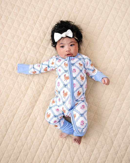 Bamboo Zip Romper | Chickens & Flowers