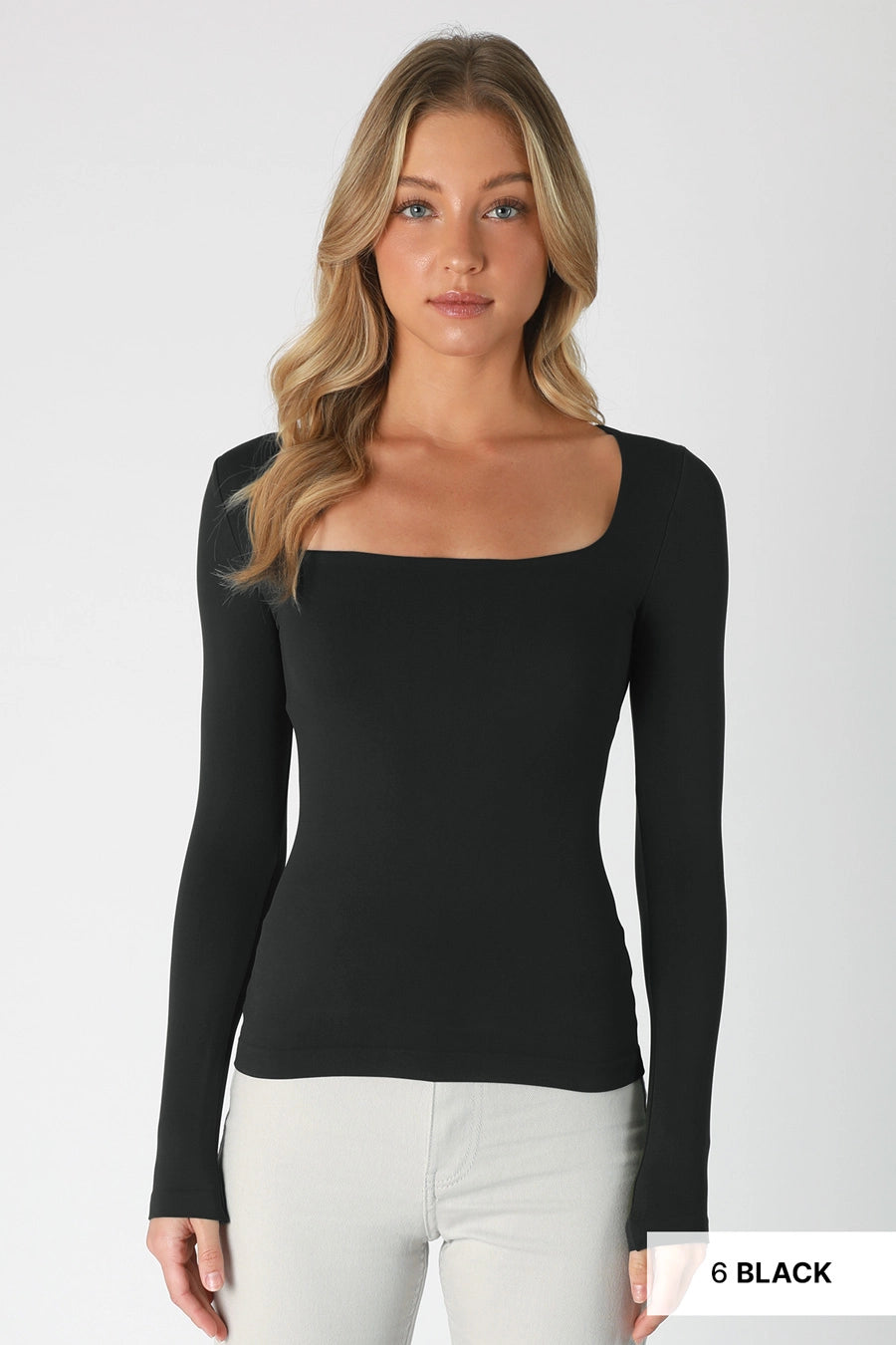 Square Neck Ls Top (Black)