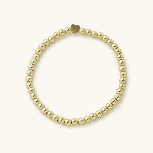 Gold Heart Beaded Ball Bracelet