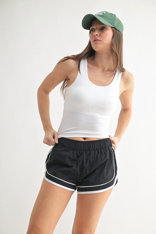 Classic Seamless Ribbed Tank Top (White) (built in bra)