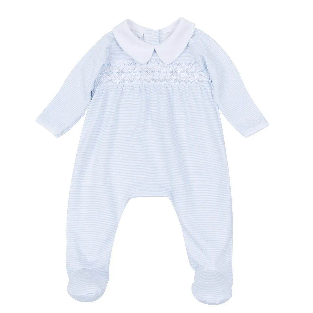 Benjamin Smocked Footie - Light Blue