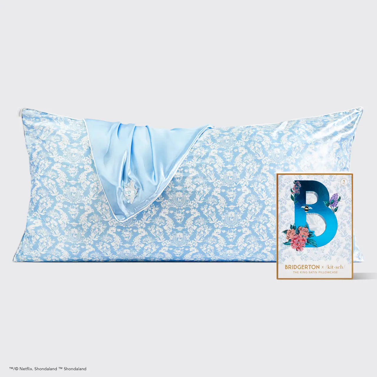 Kitsch X Bridgerton King Satin Pillowcase / Toile De Blue