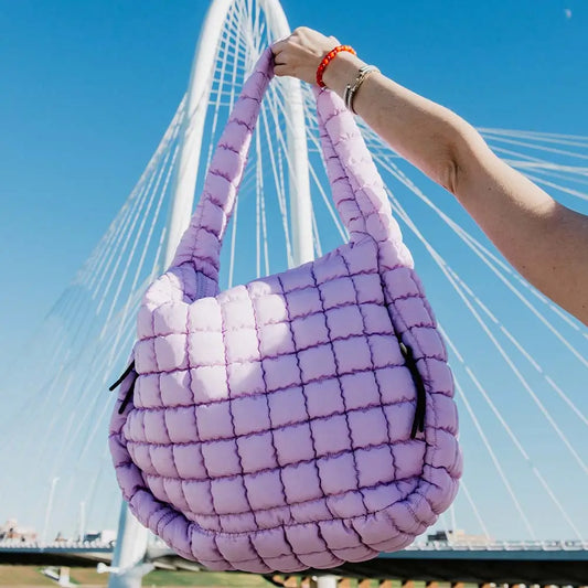 Oversized Quilted Tote Bag (Light Purple)