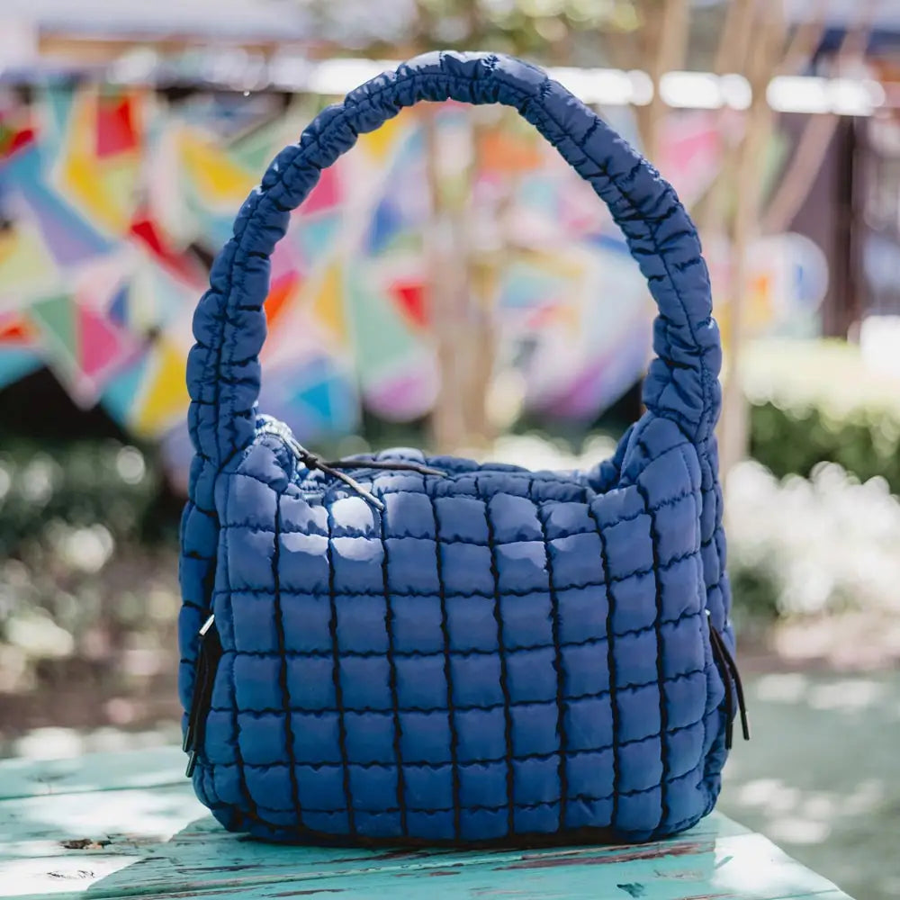 Oversized Quilted Tote Bag (Navy)