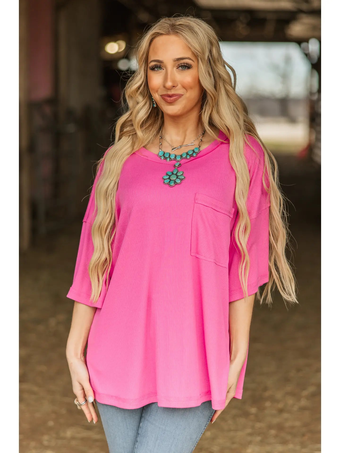 Hidden Smiles Top (Hot Pink)