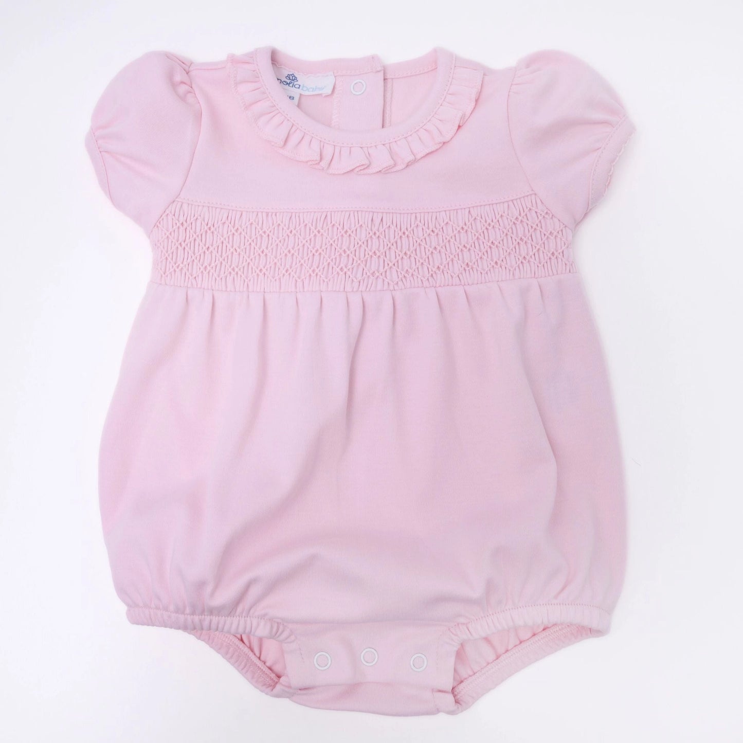 Essentials Solid Smocked Bubble - Pink