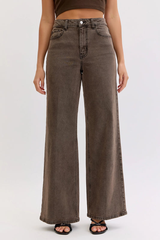 PREORDER (ships to us on Sep. 30) Ella High Rise Jeans (Brown)
