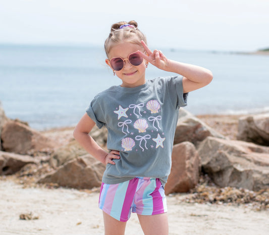 Beach Pearls | Girls Summer Tee (Mint)