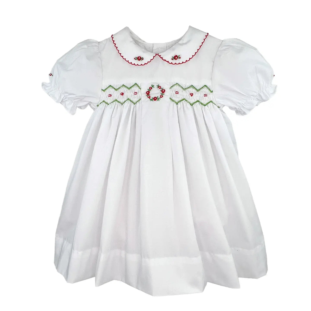 Embroidered Holiday Smocked Dress