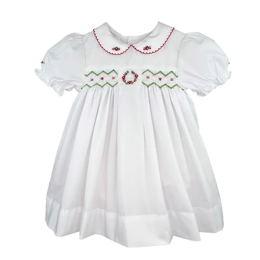 Embroidered Holiday Smocked Dress