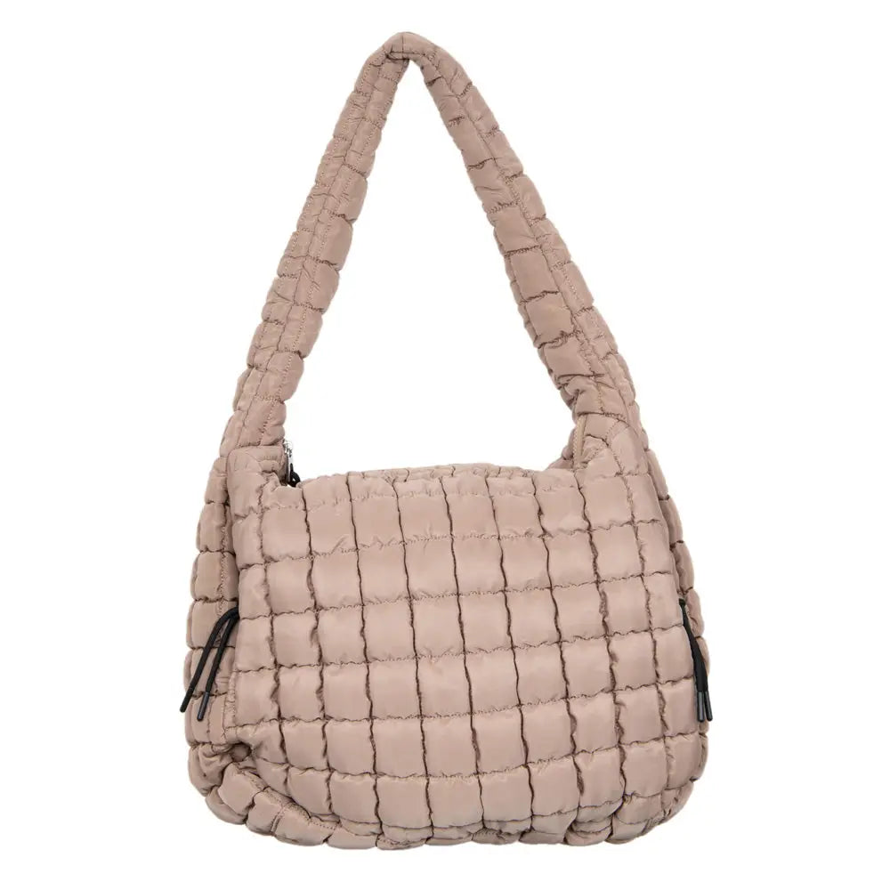 Oversized Quilted Tote Bag (Tan)