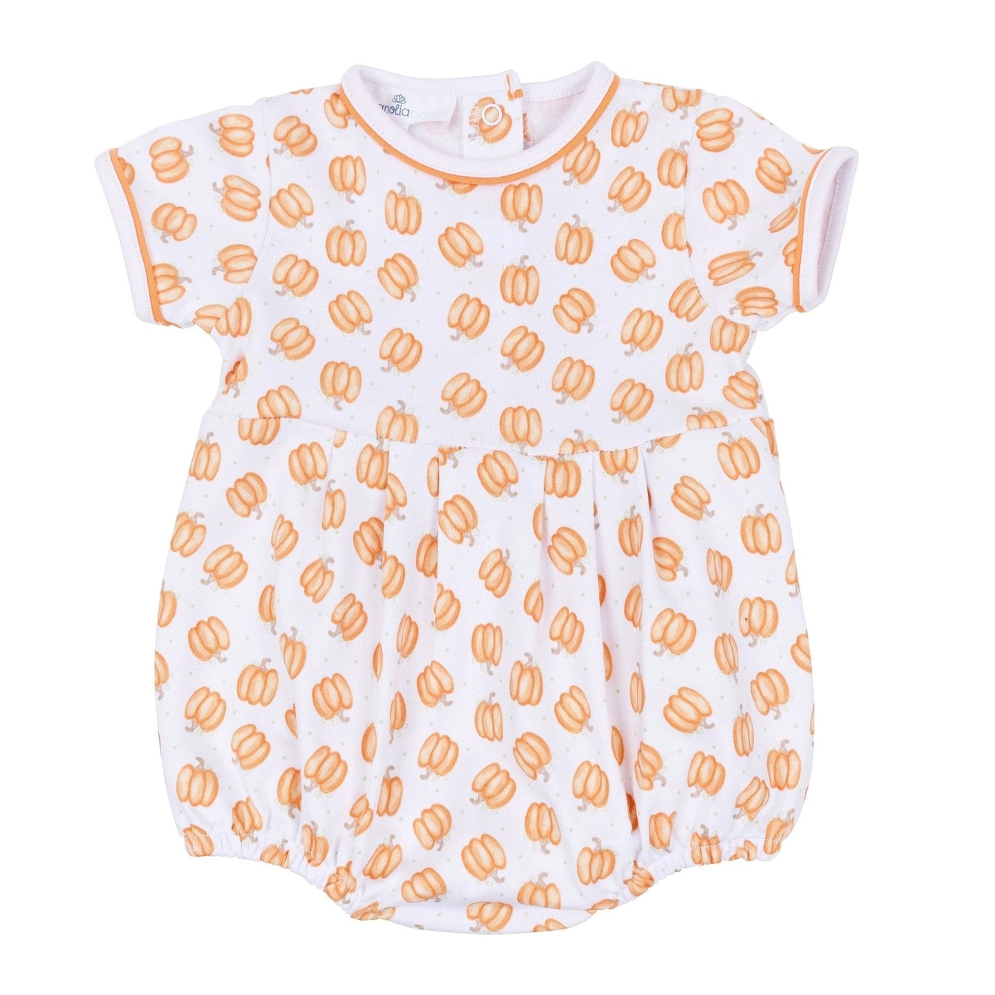 Baby Pumpkin Print Short Sleeve Boy Bubble