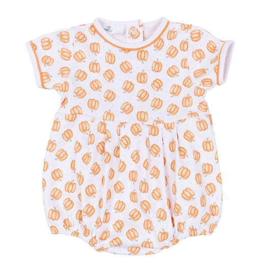 Baby Pumpkin Print Short Sleeve Boy Bubble