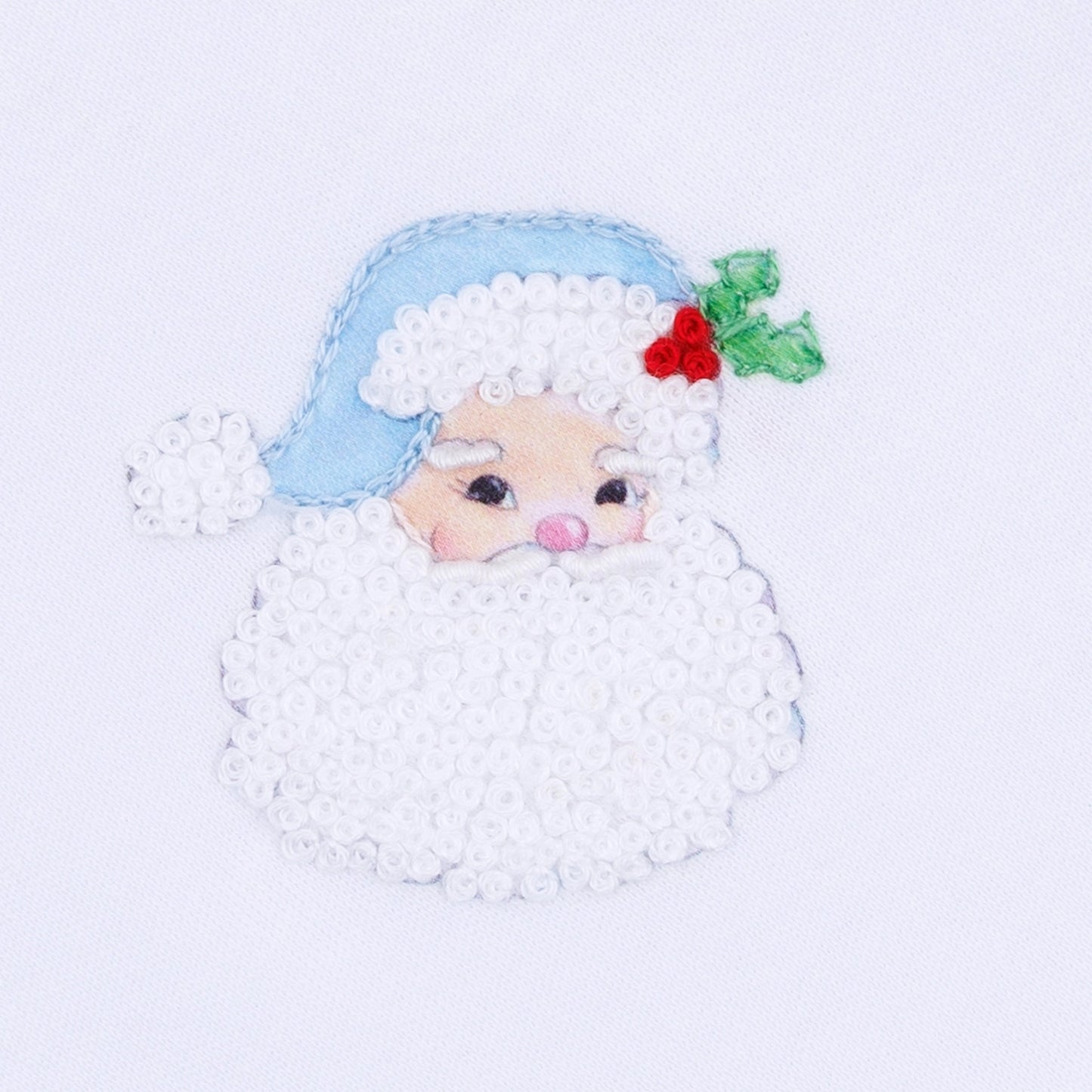 Santa Baby Embroidered Baby's First Christmas Footie - Light Blue