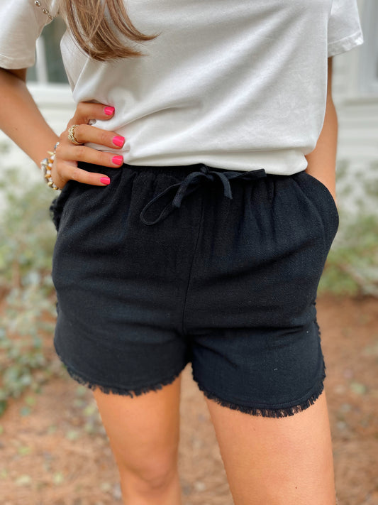 Another Favorite High Waist Frayed Hem Shorts