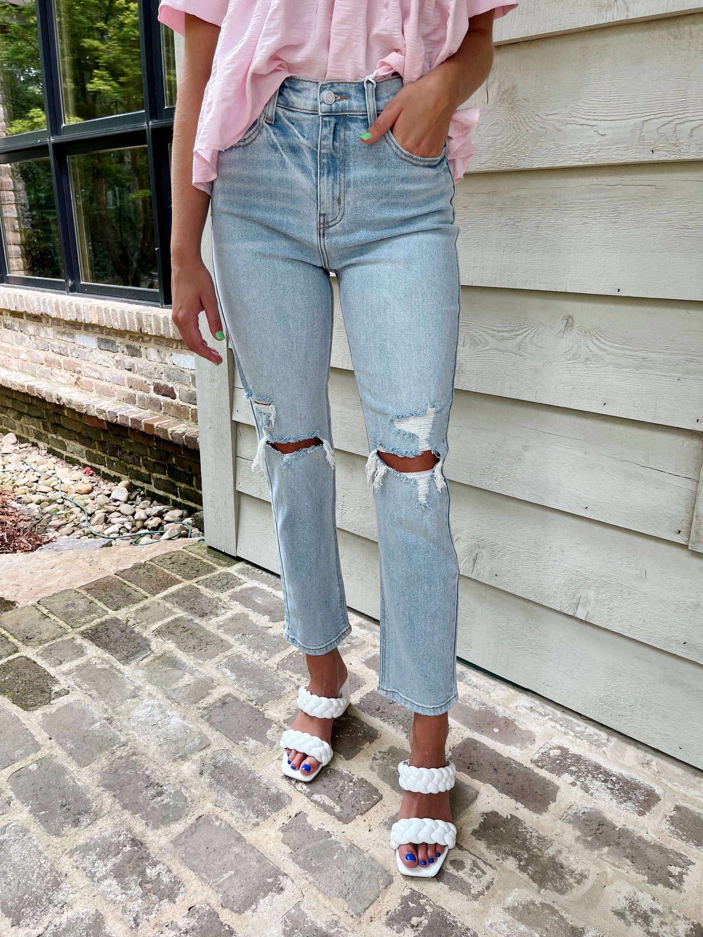 Made For It Distressed Straight Leg Jeans