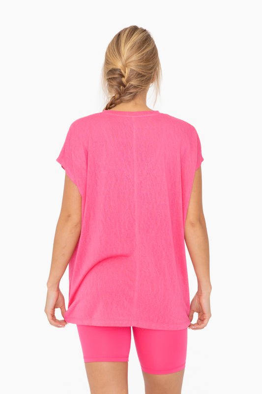 Modal Blend Relaxed V-Neck (Hot Pink)