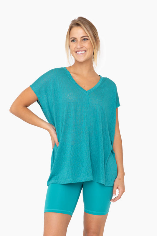 Modal Blend Relaxed V-Neck (Teal)