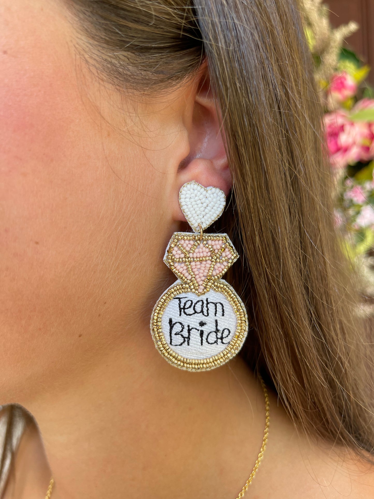 "Team Bride" Seed Beaded Earrings