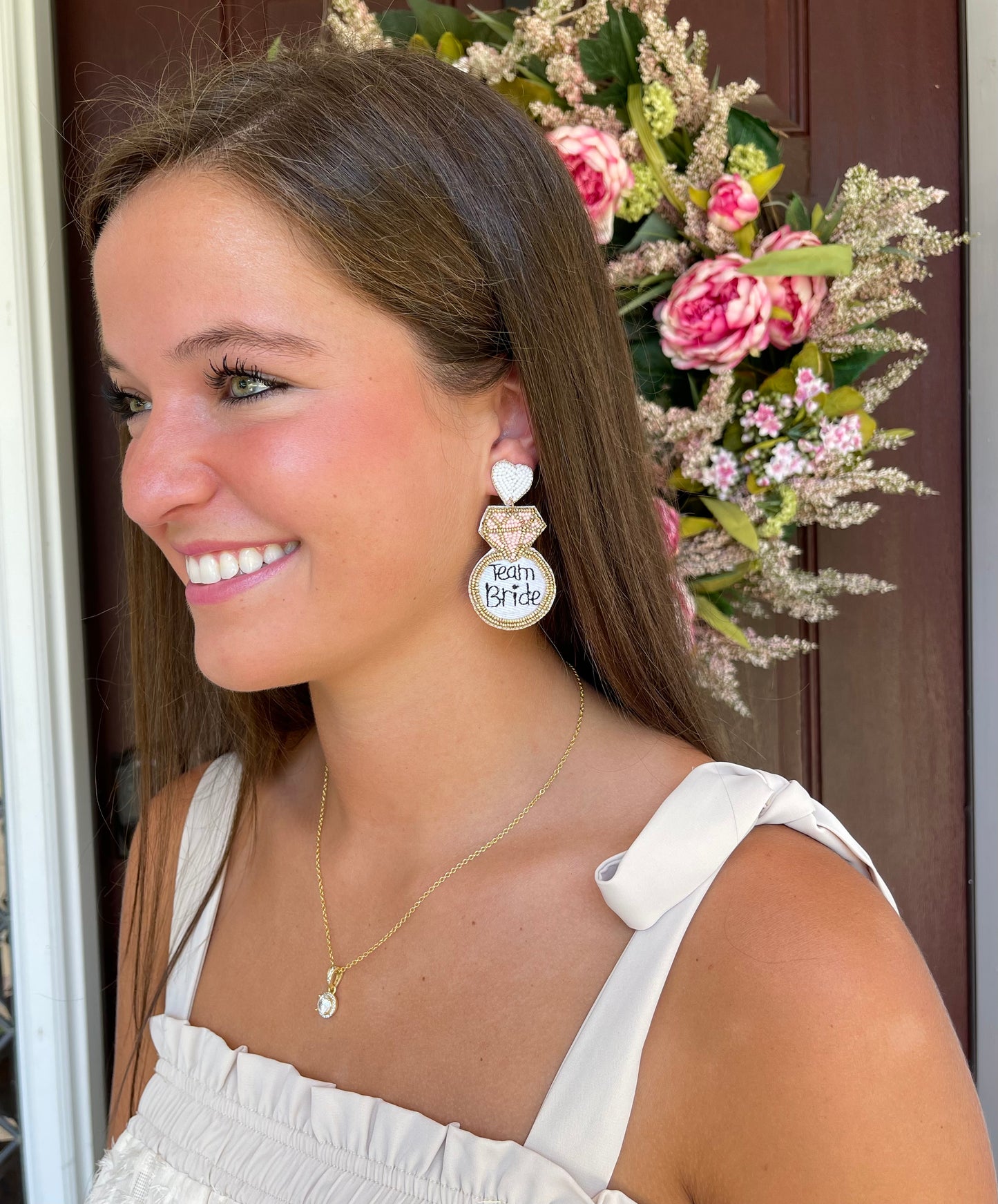 "Team Bride" Seed Beaded Earrings