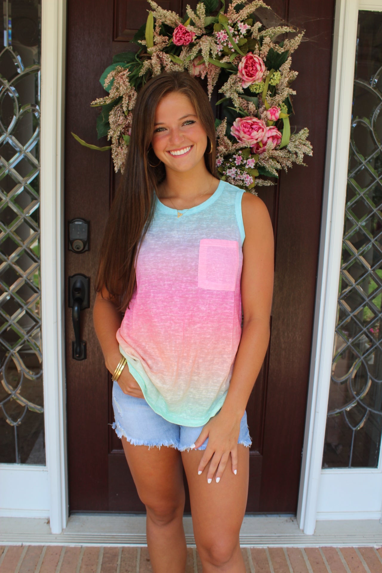 Pink and Blue Tie Dye Tank