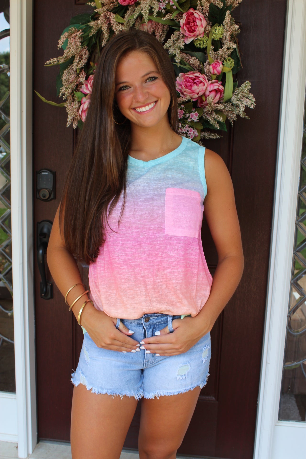 Pink and Blue Tie Dye Tank