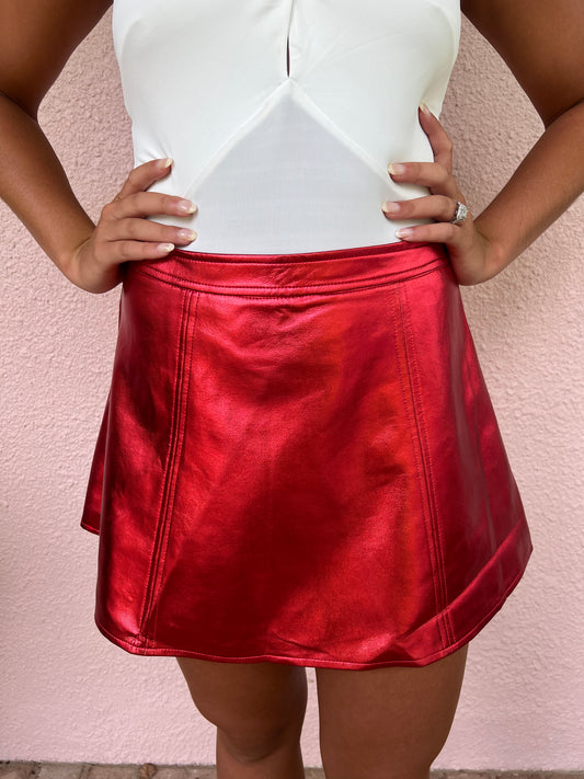 Can't Be Tamed Metallic Mini Skirt