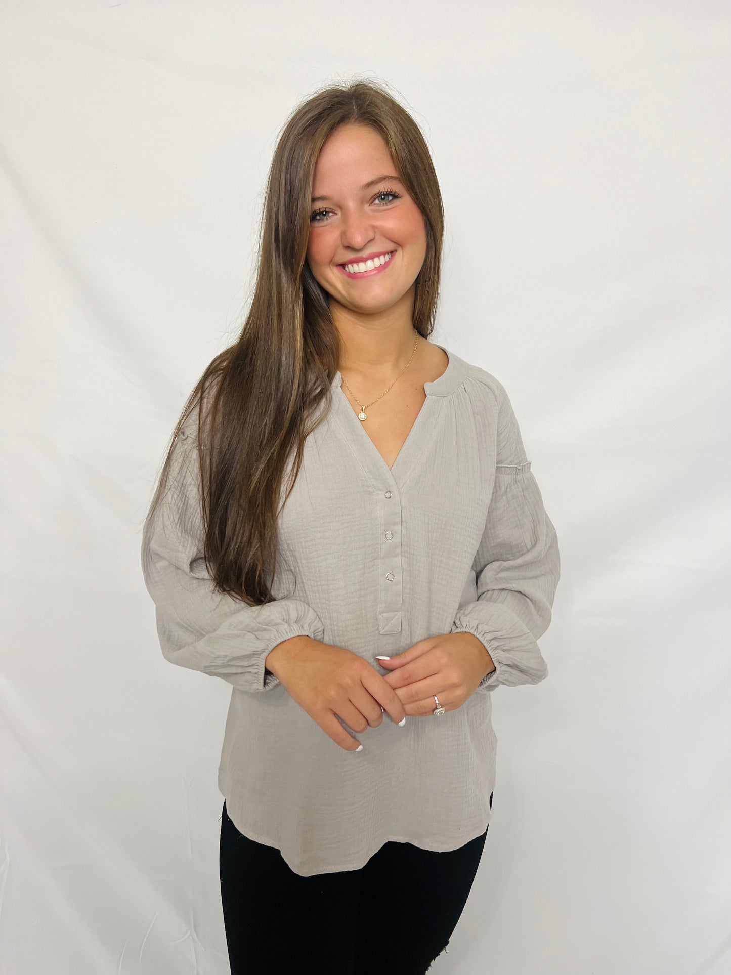 Grey Crinkled Blouse