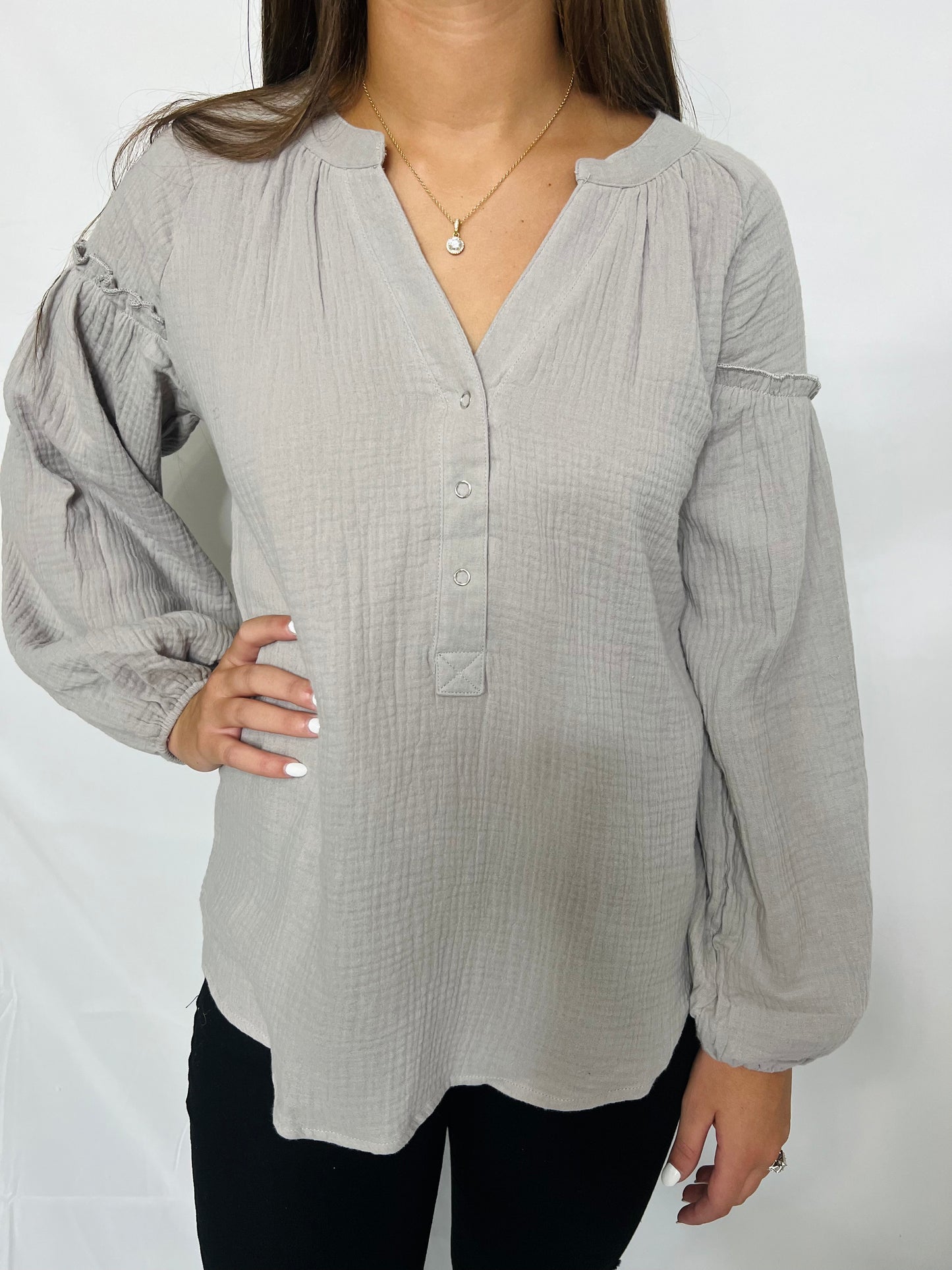 Grey Crinkled Blouse