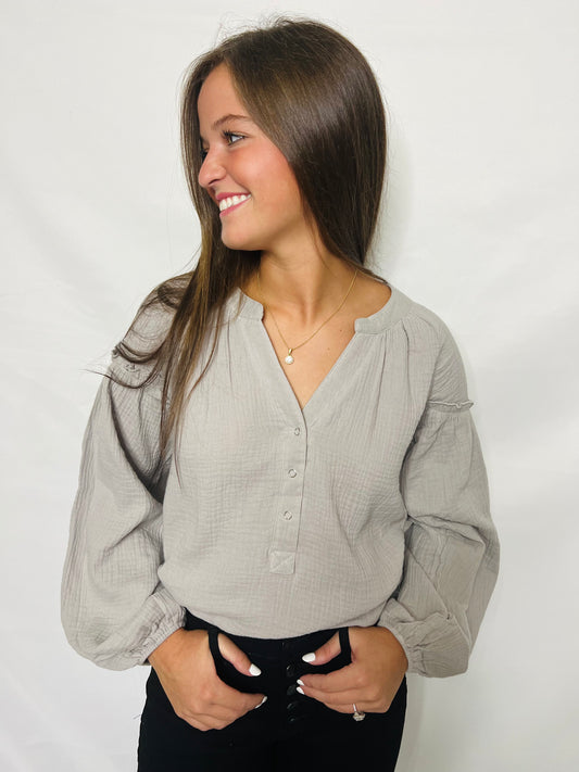 Grey Crinkled Blouse