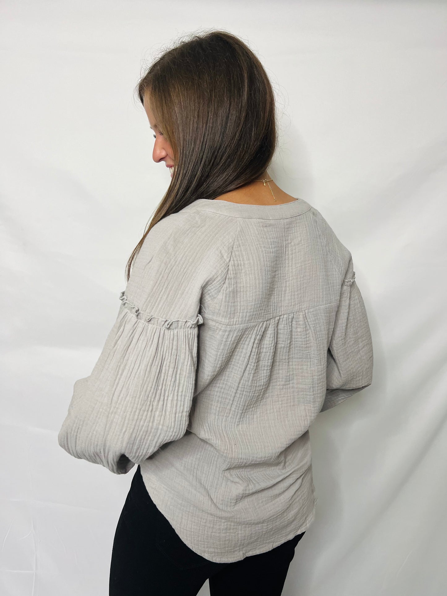 Grey Crinkled Blouse