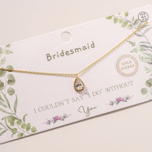 Bridesmaids Tear Drop Necklace (Silver)