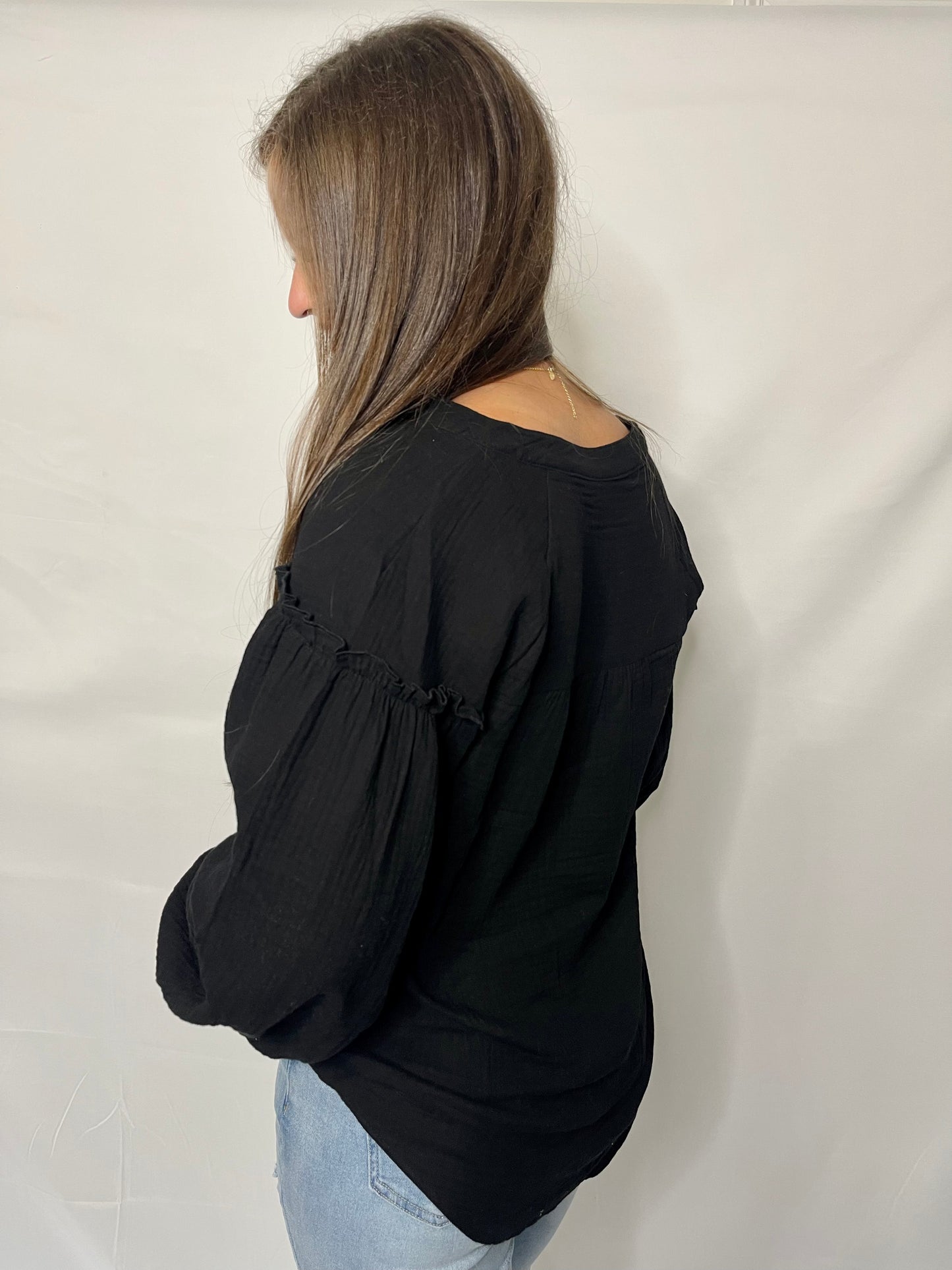 Black Crinkled Blouse