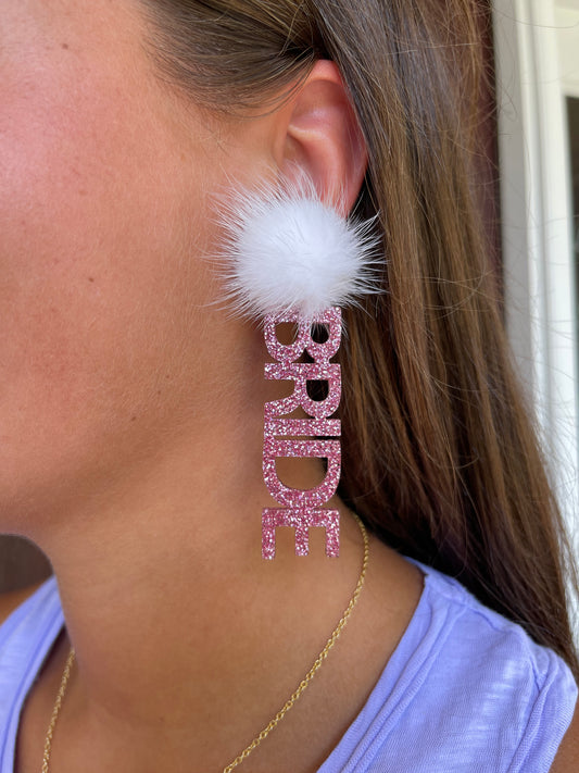 Barbie Pink BRIDE Earrings Puff Top