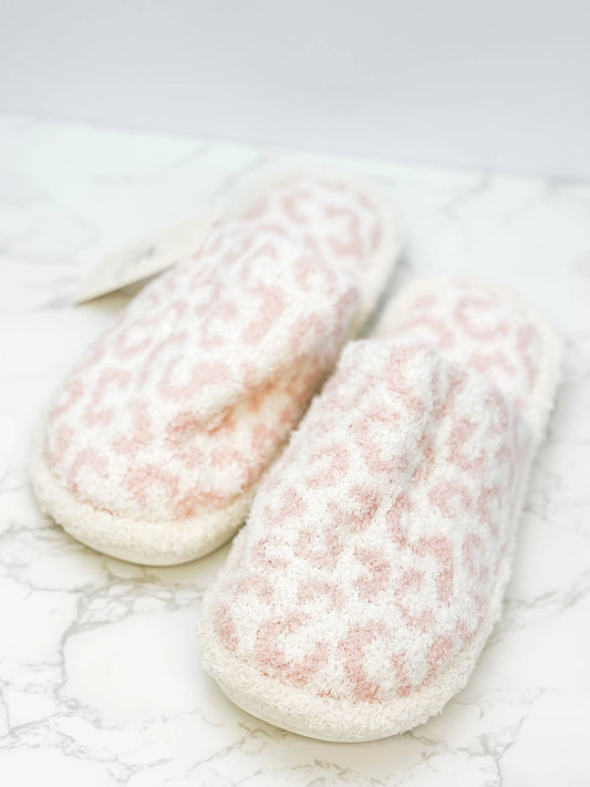 Leopard Fuzzy Slippers (Pink)