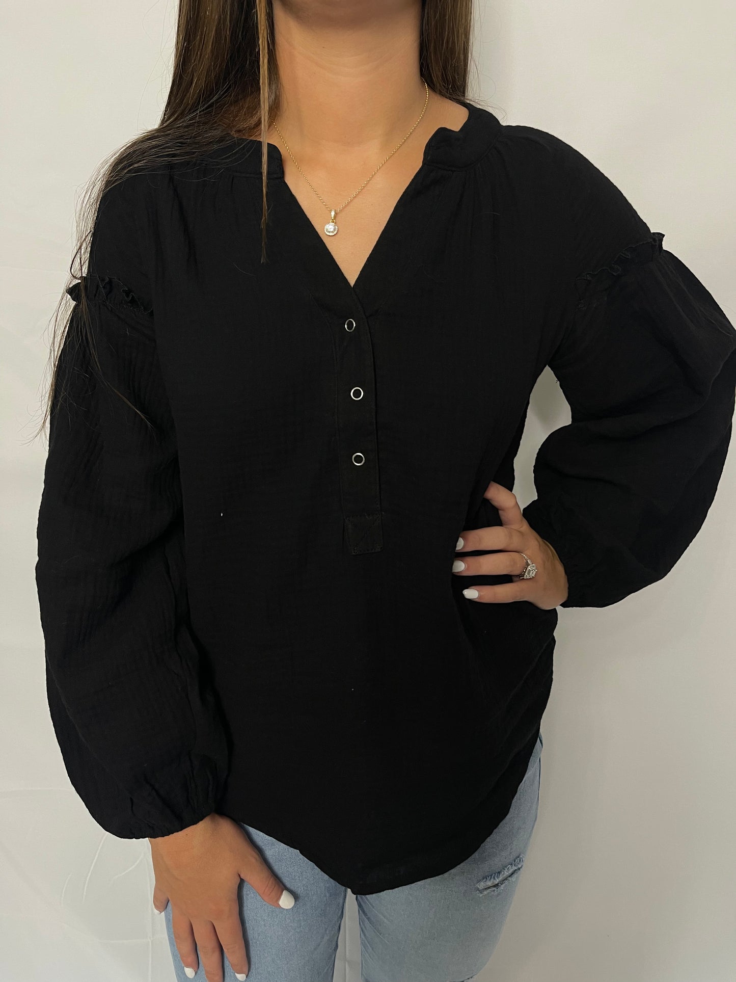 Black Crinkled Blouse