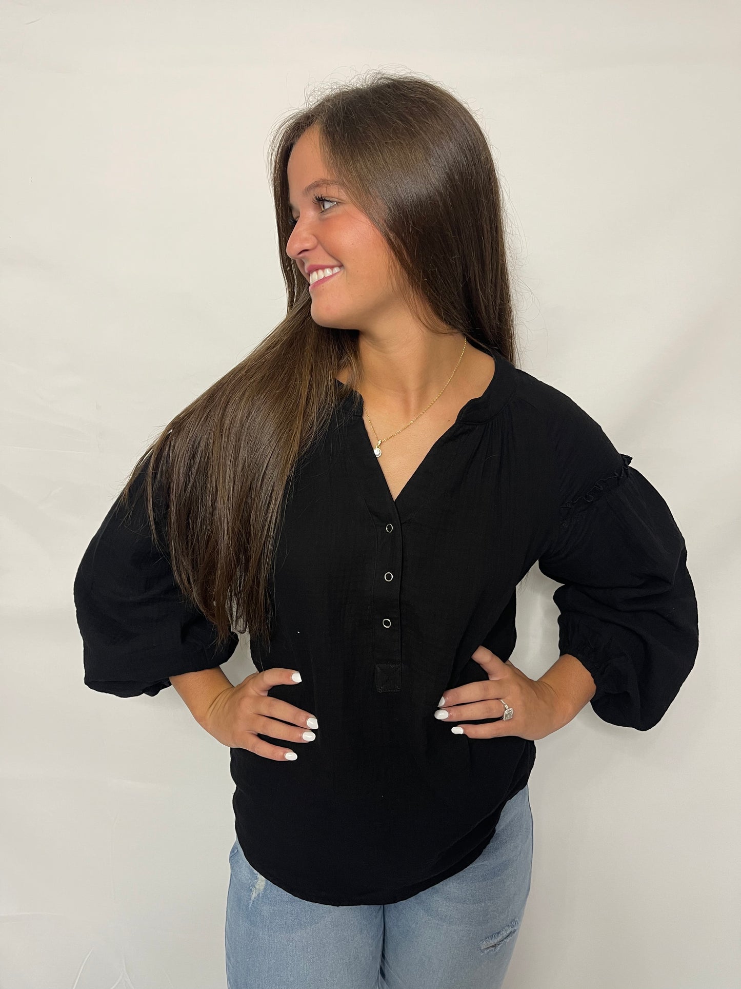 Black Crinkled Blouse